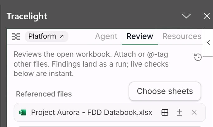 Choose sheets button on a referenced file