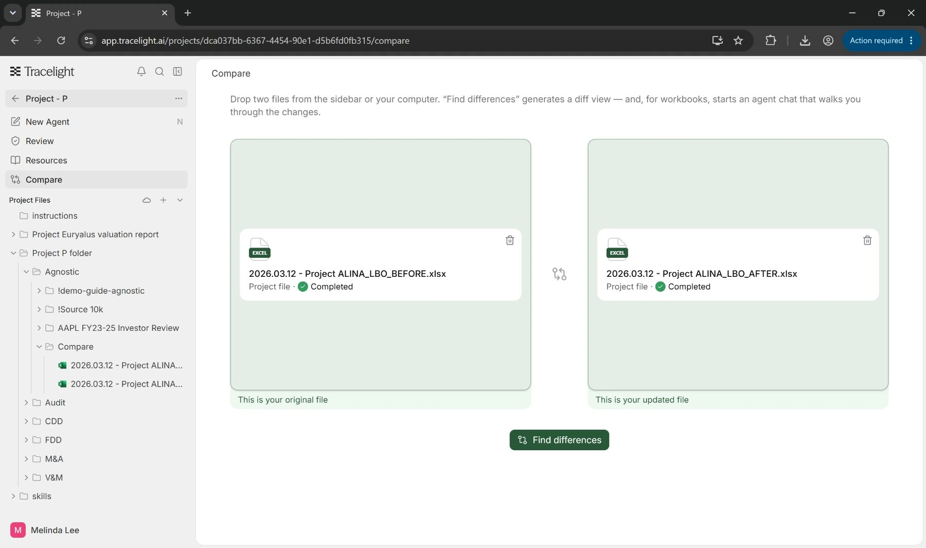 Compare with the before and after workbooks added