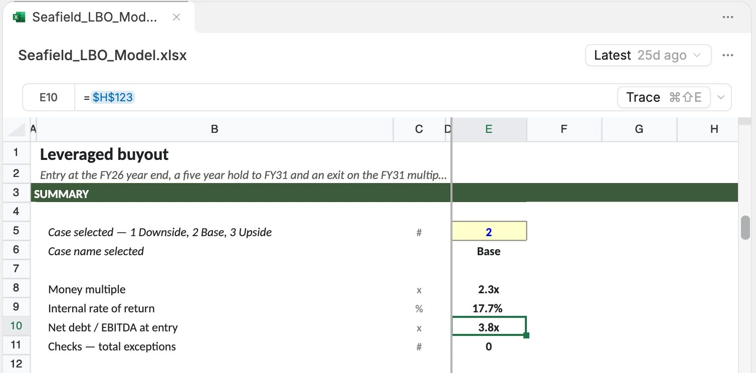 Trace button above the spreadsheet in the Platform file viewer