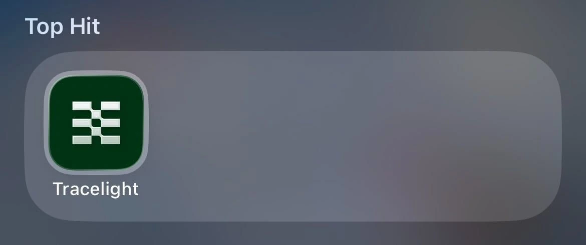 Tracelight app icon on the iOS home screen